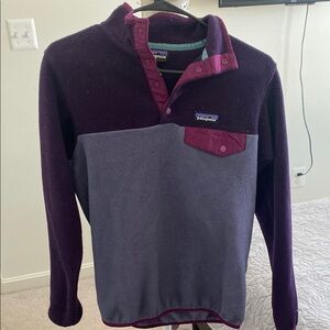 Patagonia Purple and Gray Fleece Pullover